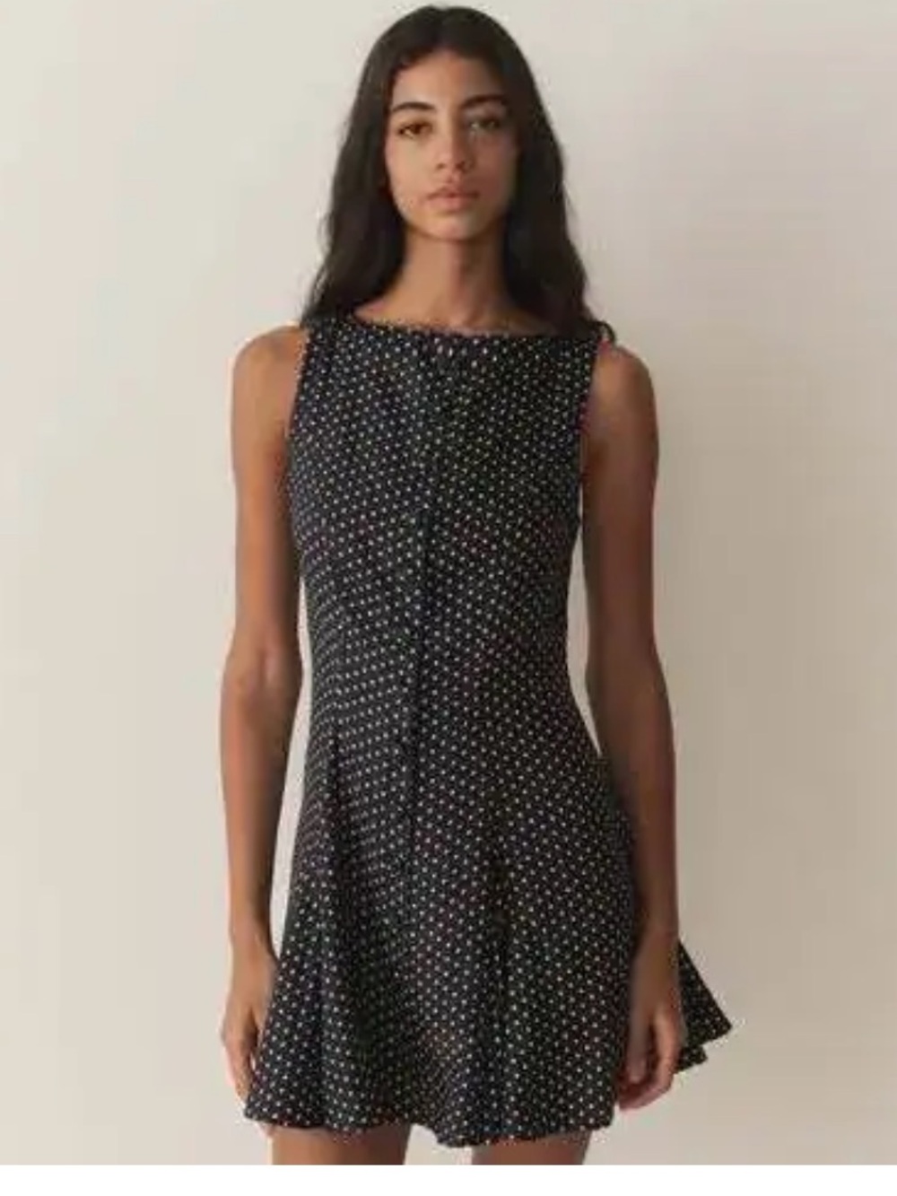 Doen Black Mini Dress with White Polka Dots